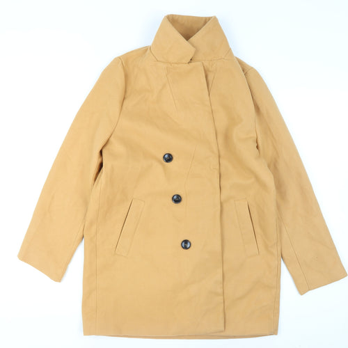 Boohoo Women’s Beige Mid-Length Button Coat Size 8