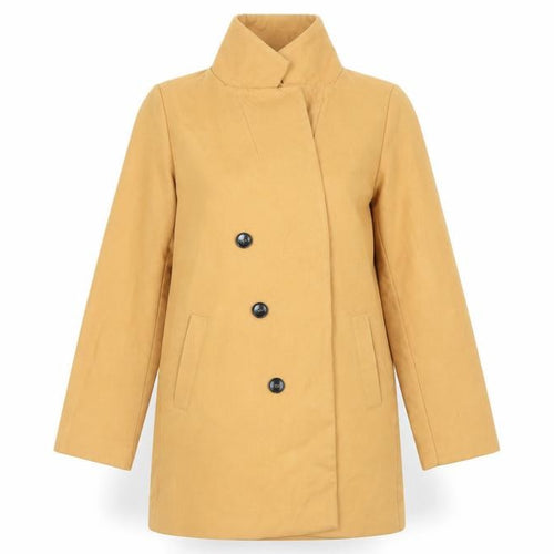 Boohoo Women’s Beige Mid-Length Button Coat Size 8