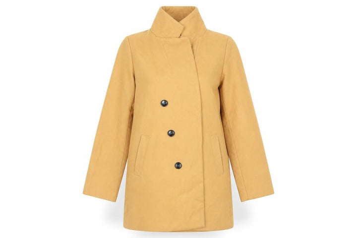 Boohoo Women’s Beige Mid-Length Button Coat Size 8
