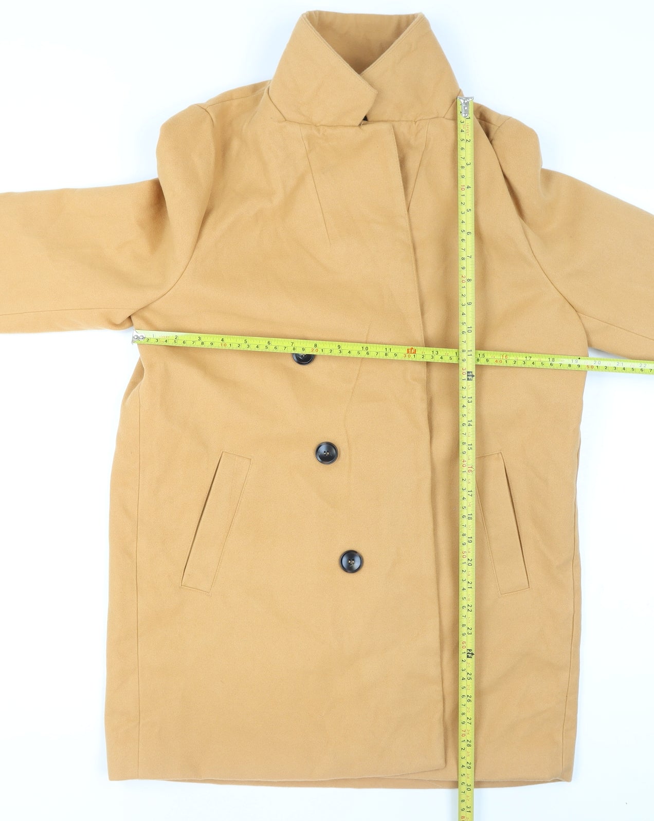 Boohoo Women’s Beige Mid-Length Button Coat Size 8