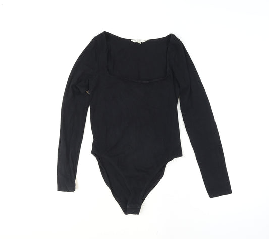 Miss Selfridge Women's Black Long Sleeve Bodysuit UK 12