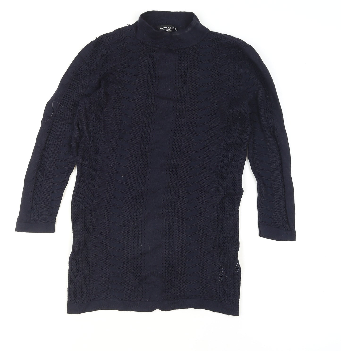 Warehouse Women’s Blue Roll Neck Tunic Jumper Size 6