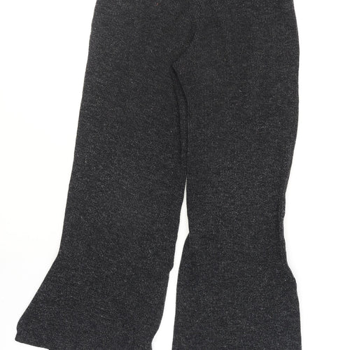 Zara Women Black Knit Wide-Leg Trousers Size 10 Stretch Basic
