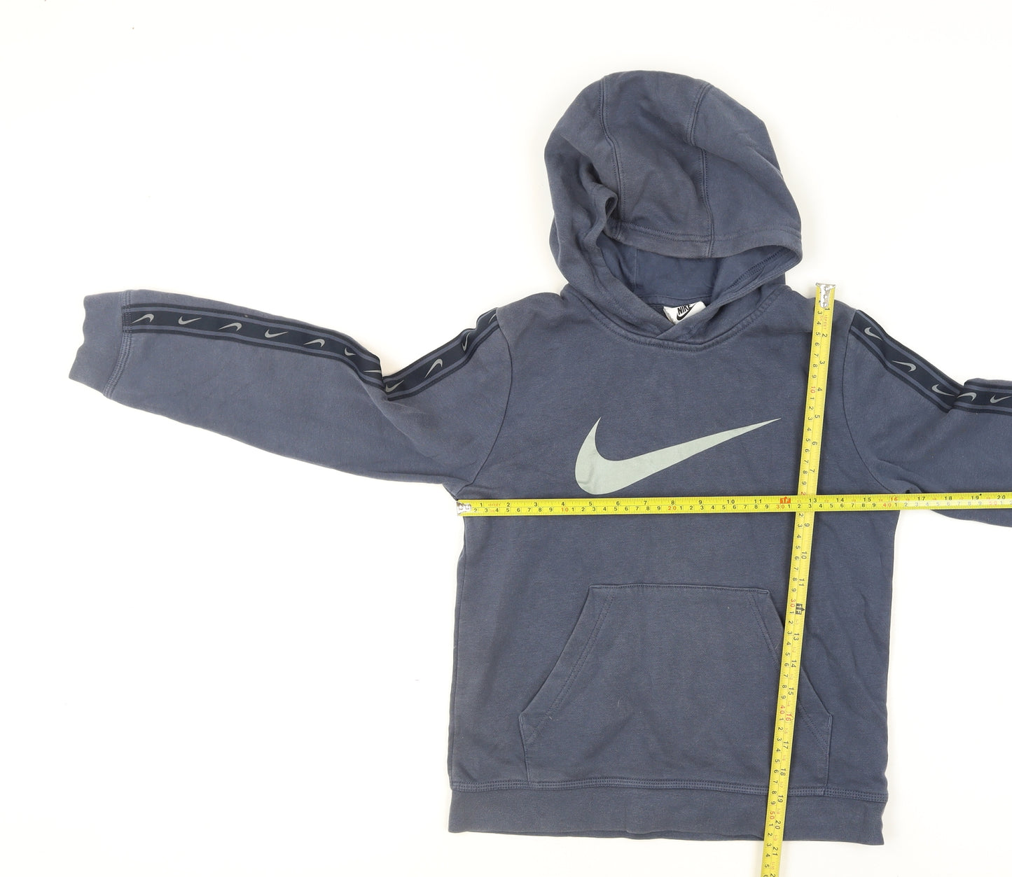 Nike Boys Blue Pullover Hoodie Size 10-11 Years Fleece Logo Sweatshirt