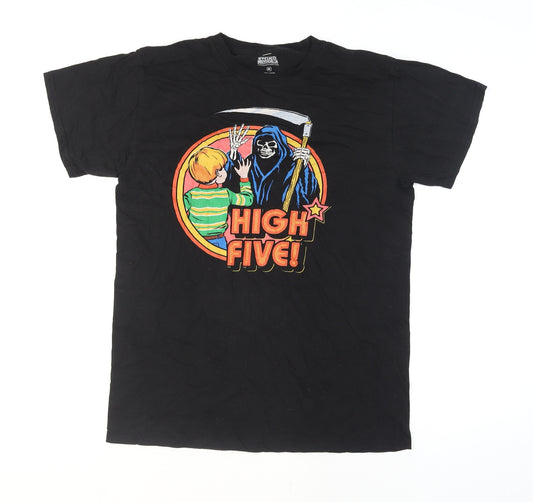Steven Rhodes Men's Black Funny Graphic T-Shirt Size M