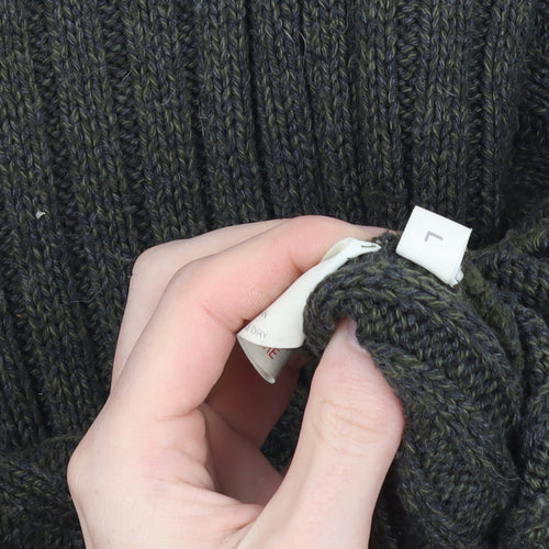 Hawkshead Men's Green Roll Neck Ribbed Knit Jumper Size L
