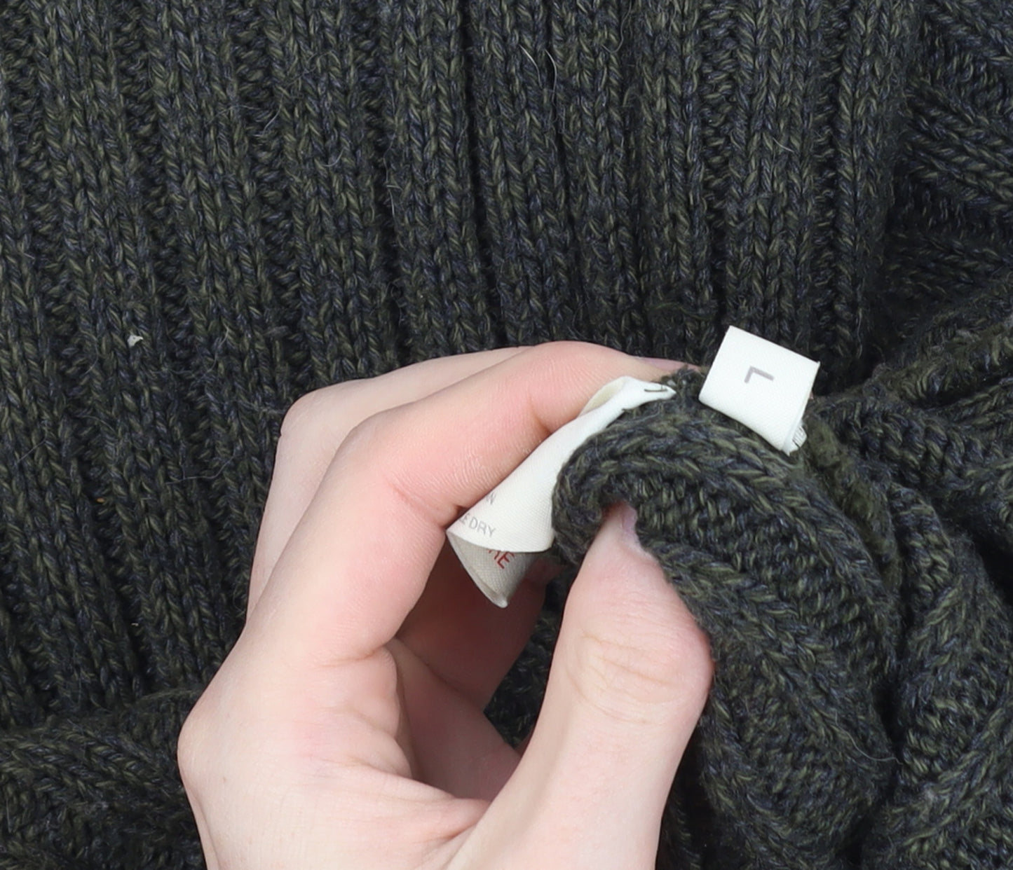 Hawkshead Men's Green Roll Neck Ribbed Knit Jumper Size L