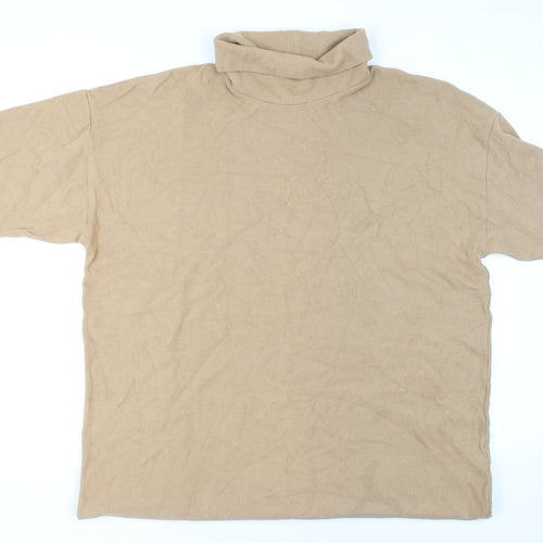 Marks and Spencer Women Beige Roll Neck Short Sleeve Pullover Jumper Size 24