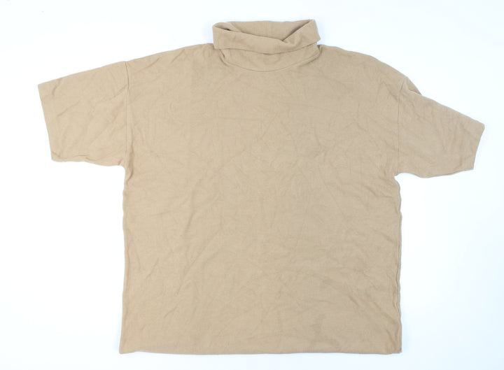 Marks and Spencer Women Beige Roll Neck Short Sleeve Pullover Jumper Size 24