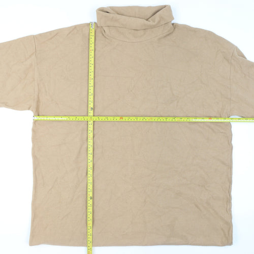 Marks and Spencer Women Beige Roll Neck Short Sleeve Pullover Jumper Size 24