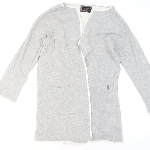 Barbour Women Grey Wool Blend Cardigan Jumper M Classic Open Knit