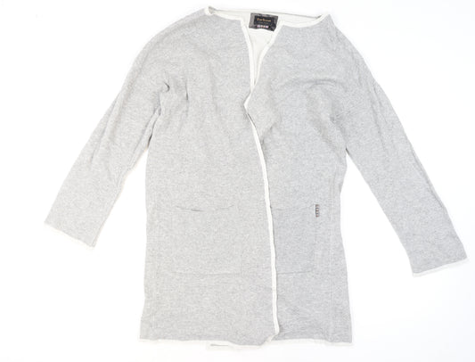 Barbour Women Grey Wool Blend Cardigan Jumper M Classic Open Knit