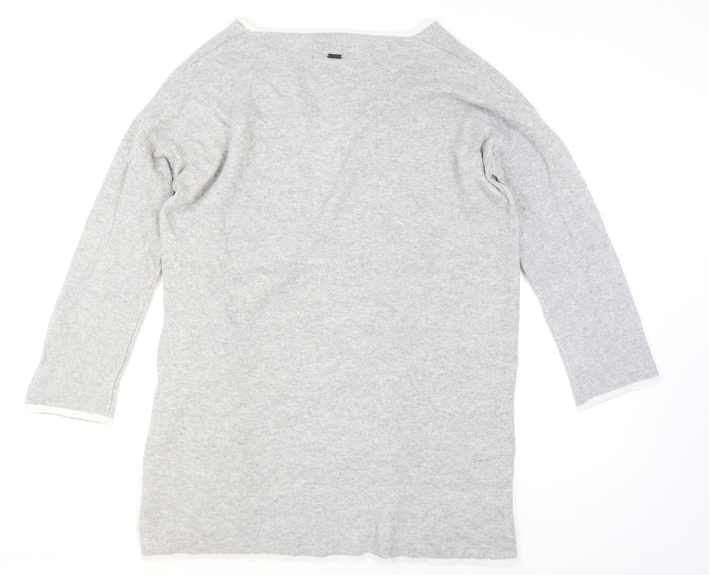 Barbour Women Grey Wool Blend Cardigan Jumper M Classic Open Knit