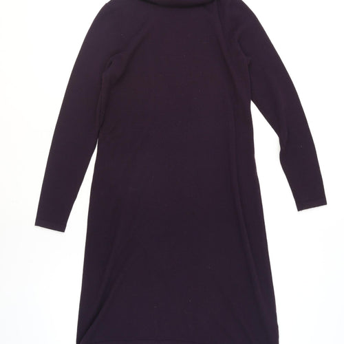 Kew Women Purple Wool Blend Roll Neck Knit Sweater Dress M