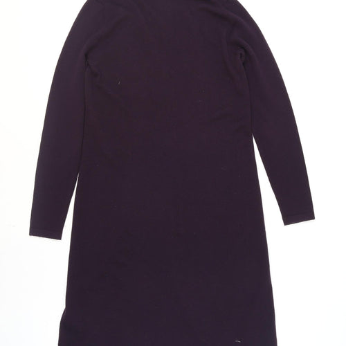 Kew Women Purple Wool Blend Roll Neck Knit Sweater Dress M