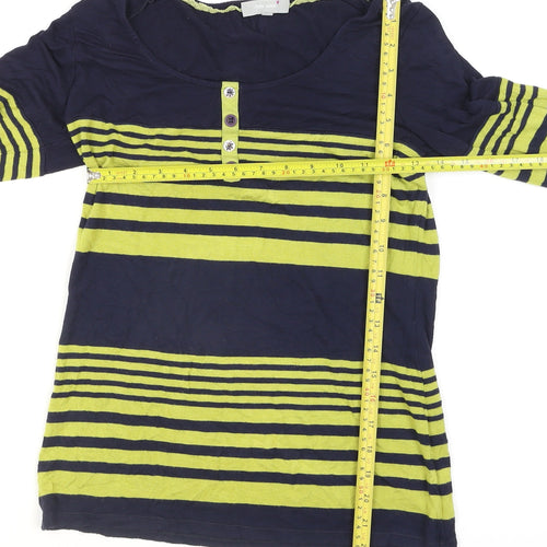 Marks and Spencer Per Una Women's Blue Striped 3/4 Sleeve T-Shirt Size 10
