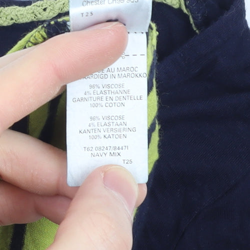 Marks and Spencer Per Una Women's Blue Striped 3/4 Sleeve T-Shirt Size 10