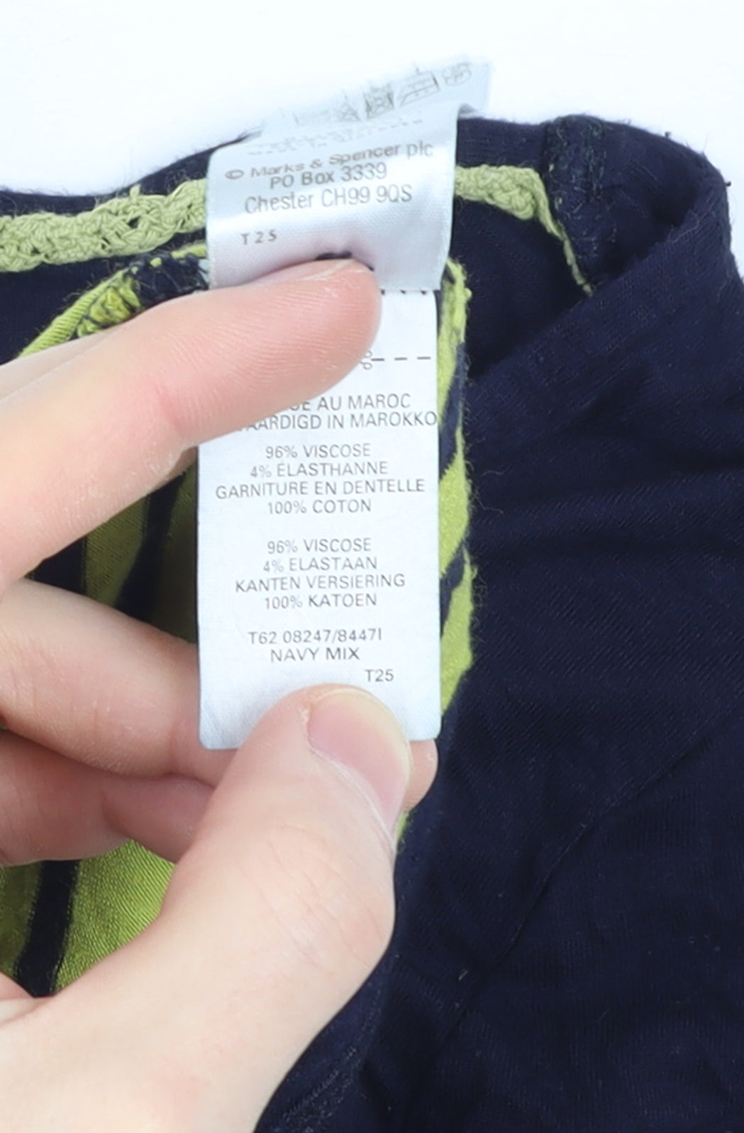 Marks and Spencer Per Una Women's Blue Striped 3/4 Sleeve T-Shirt Size 10