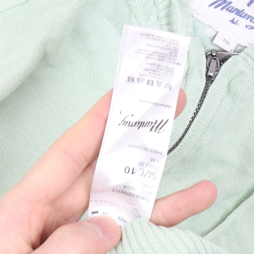 Mantaray Women’s Mint Green Full Zip Hoodie Size 10 Cotton Knit