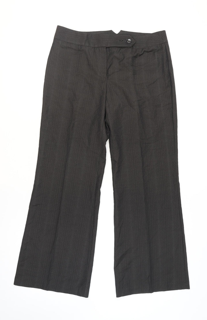 Next Women Black Pinstripe Wool Blend Trouser Suit Pants Size 14