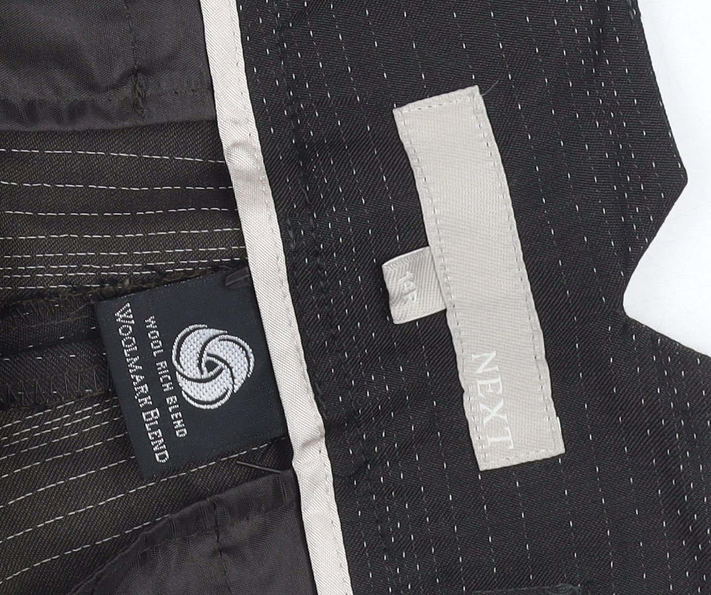 Next Women Black Pinstripe Wool Blend Trouser Suit Pants Size 14