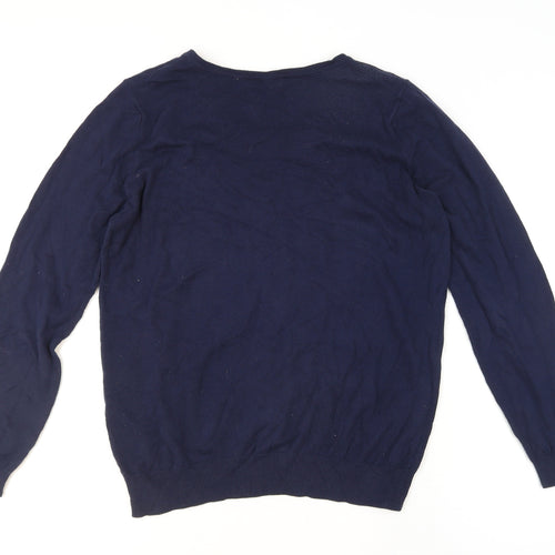 BHS Women's Blue Butterfly Cotton Long Sleeve Pullover Jumper Size 14