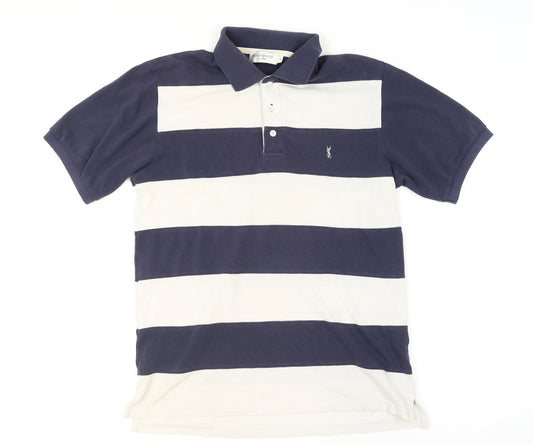 Yves Saint Laurent Men’s Blue Striped Polo Shirt Size M