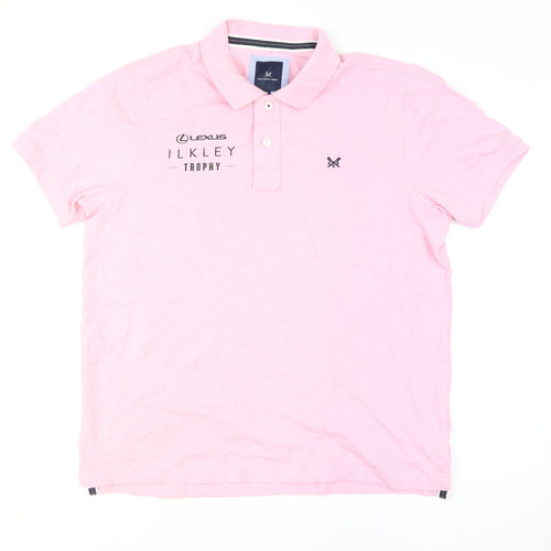 Crew Clothing Men's Pink XL Polo Shirt Ilkley Trophy Logo Cotton