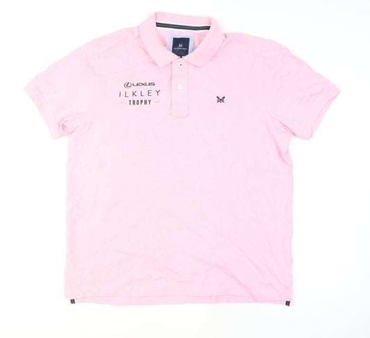 Crew Clothing Men's Pink XL Polo Shirt Ilkley Trophy Logo Cotton