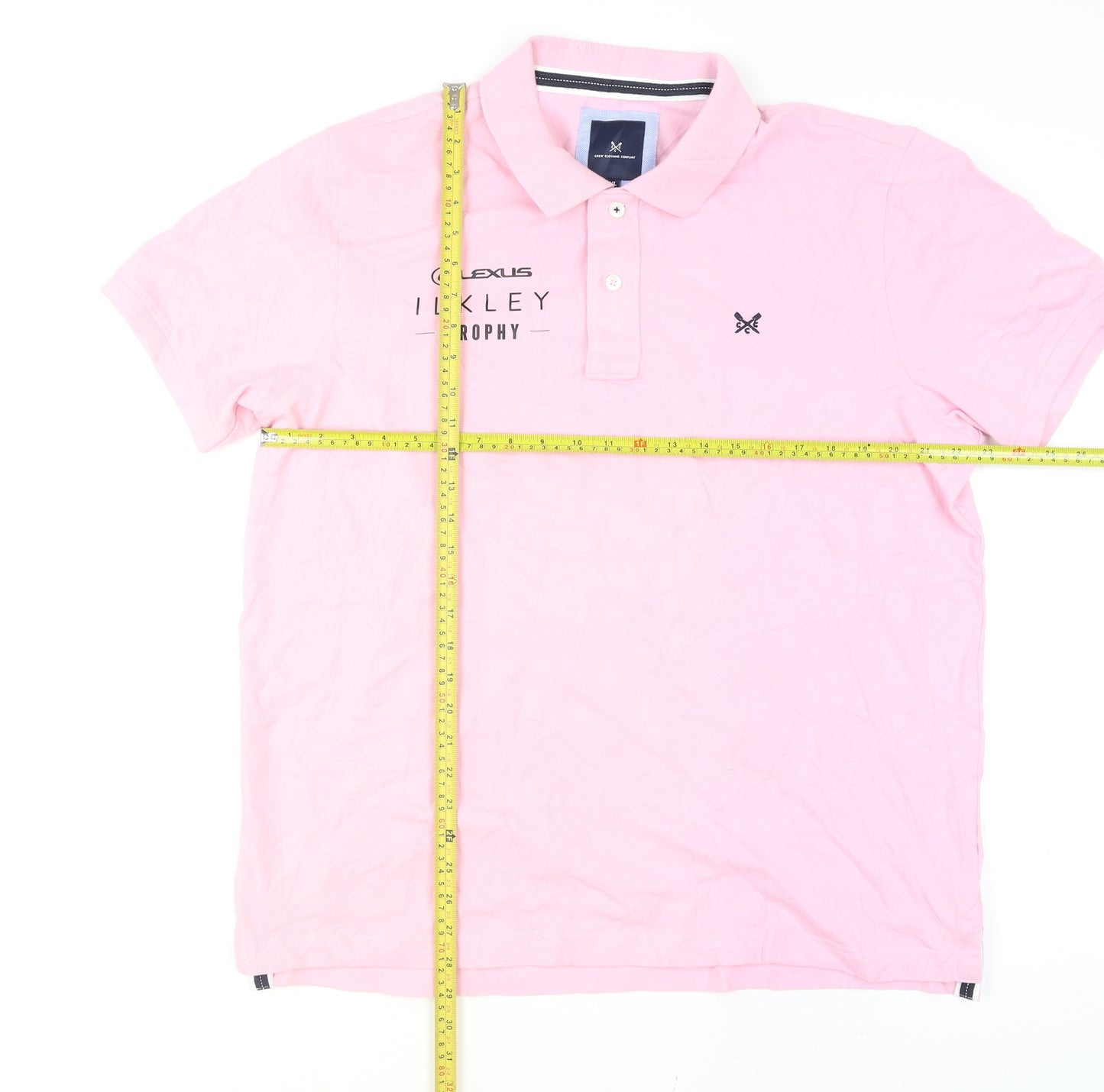 Crew Clothing Men's Pink XL Polo Shirt Ilkley Trophy Logo Cotton