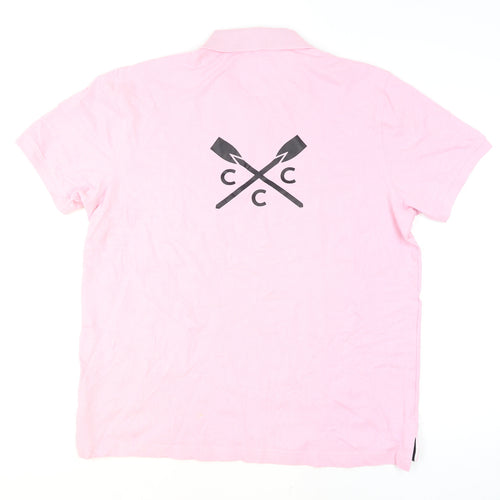 Crew Clothing Men's Pink XL Polo Shirt Ilkley Trophy Logo Cotton