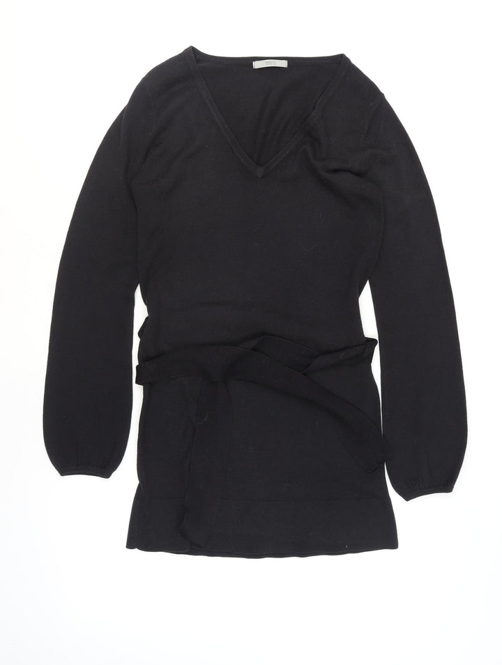 Marks and Spencer Women's Black Size 8 Knit Belted Wrap Dress