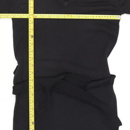 Marks and Spencer Women's Black Size 8 Knit Belted Wrap Dress