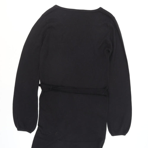 Marks and Spencer Women's Black Size 8 Knit Belted Wrap Dress