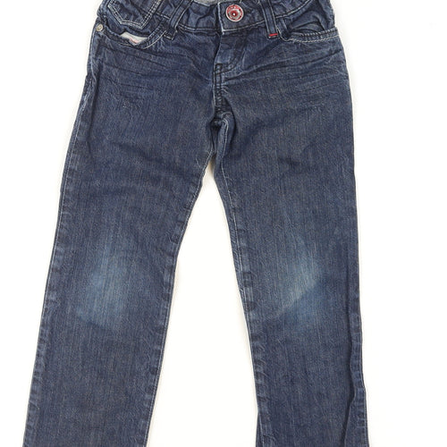 Miss Sixty Girls Blue Embroidered Straight Jeans 6 Years Cotton Denim