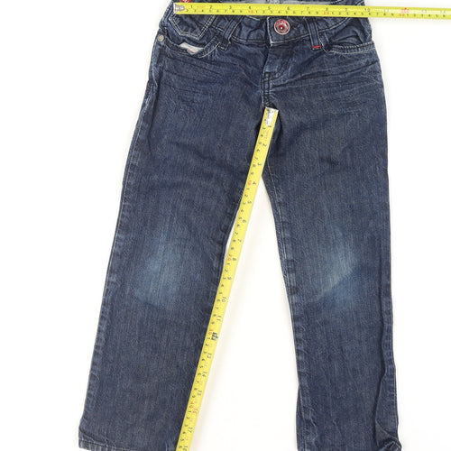 Miss Sixty Girls Blue Embroidered Straight Jeans 6 Years Cotton Denim