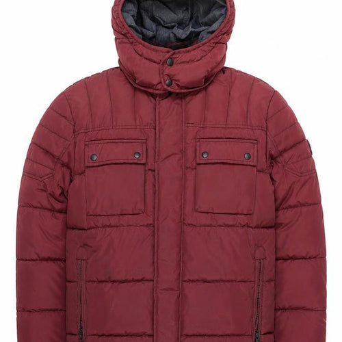 Jack & Jones Men's Red Hooded Puffer Jacket L Insulated Winter Coat