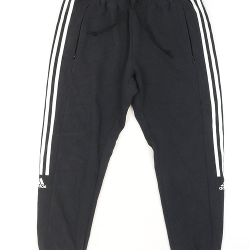 Adidas Women's Black S Jogger Activewear Trousers with Side Stripes