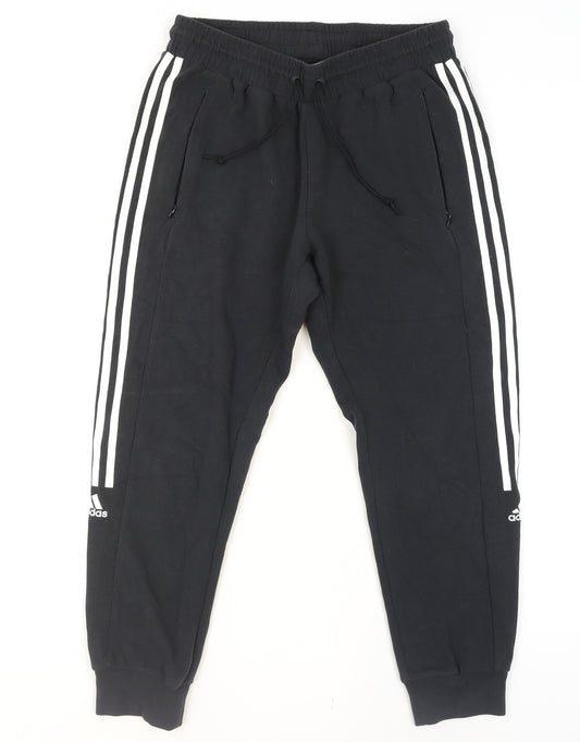 Adidas Women's Black S Jogger Activewear Trousers with Side Stripes