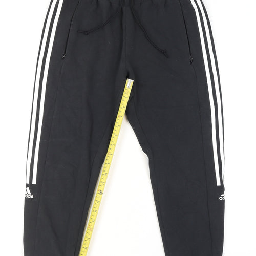 Adidas Women's Black S Jogger Activewear Trousers with Side Stripes
