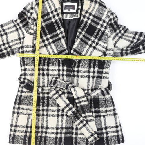 Marks and Spencer Per Una Women's Black Check Belted Coat Size 16