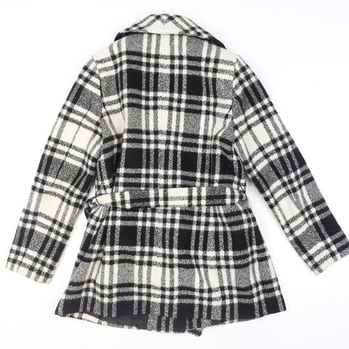 Marks and Spencer Per Una Women's Black Check Belted Coat Size 16