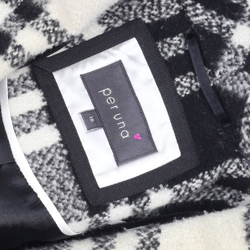 Marks and Spencer Per Una Women's Black Check Belted Coat Size 16