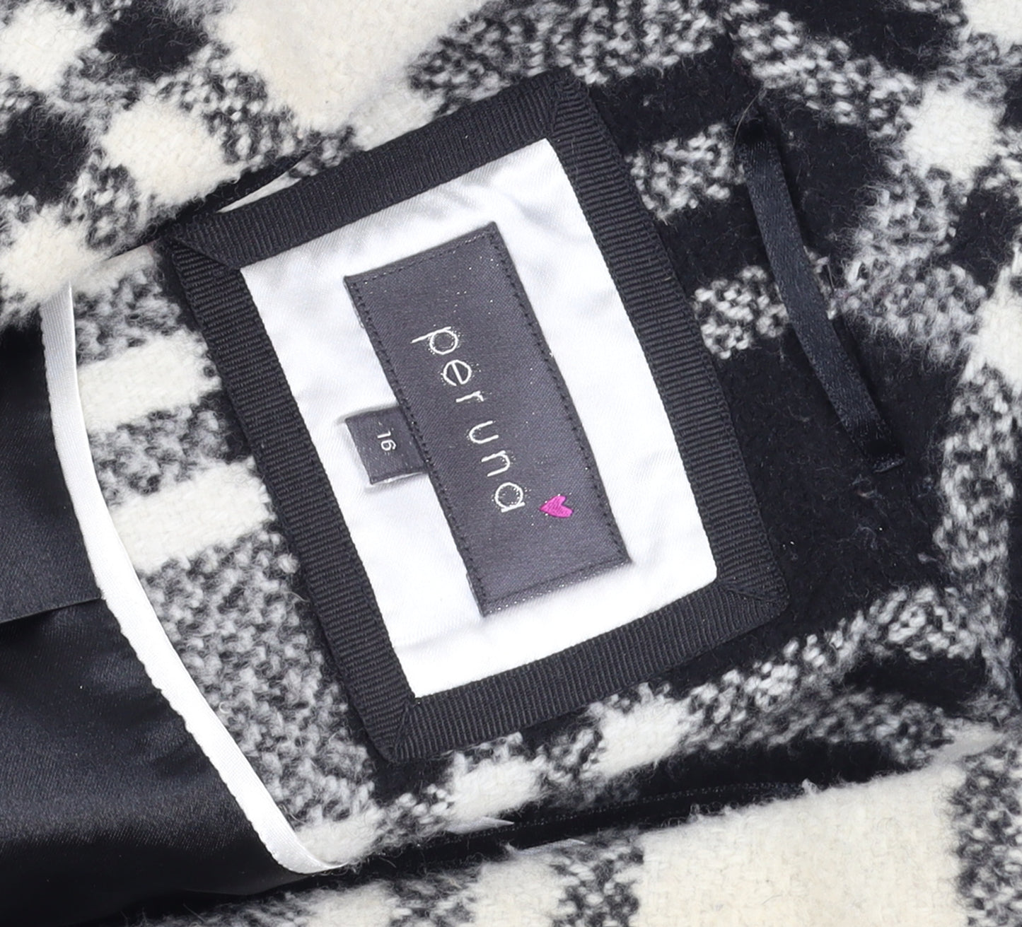 Marks and Spencer Per Una Women's Black Check Belted Coat Size 16