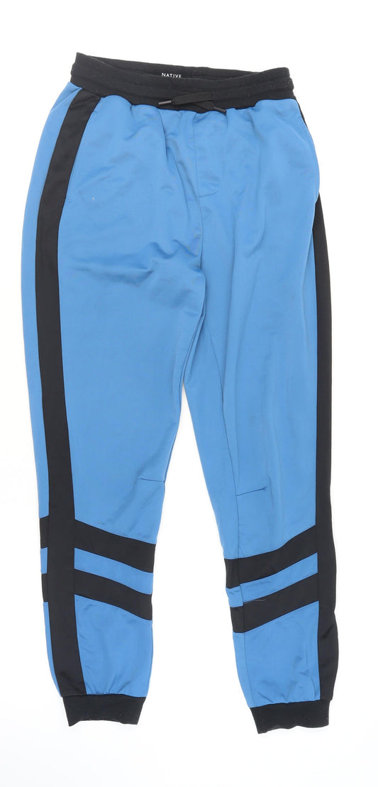 Native Youth Men's Blue Jogger Trousers Medium with Side Stripes