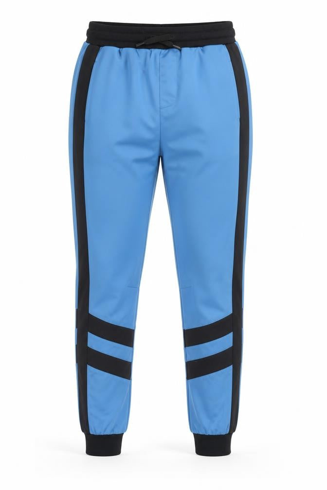 Front view of Native Youth Men's Blue Jogger Trousers Medium with Side Stripes