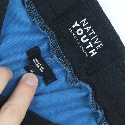 Native Youth Men's Blue Jogger Trousers Medium with Side Stripes