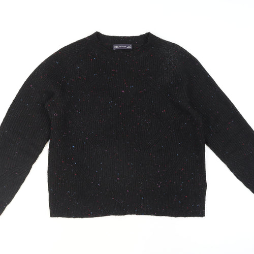 Marks and Spencer Womens Black Chunky Knit Wool Jumper Size S