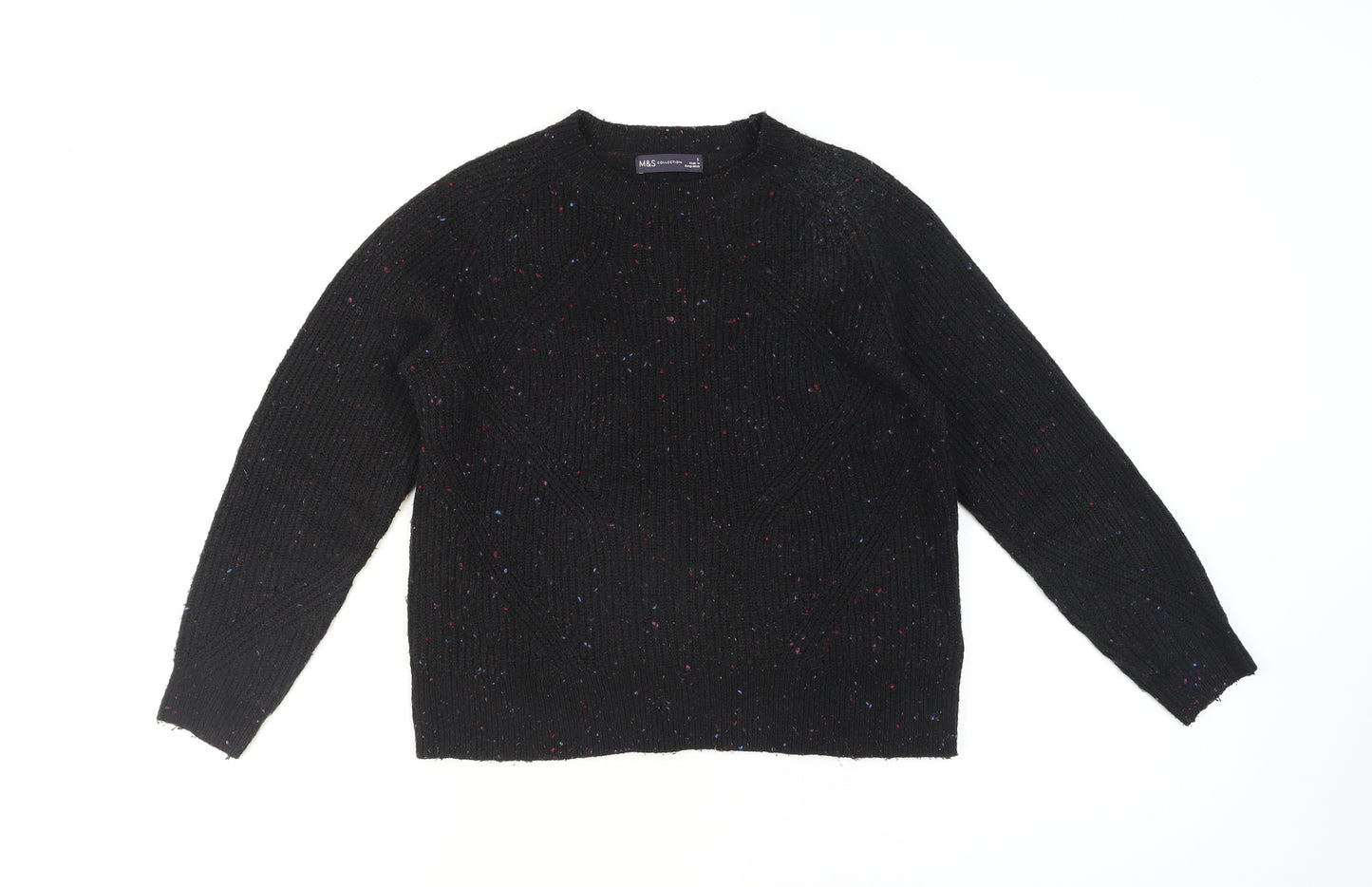 Marks and Spencer Womens Black Chunky Knit Wool Jumper Size S