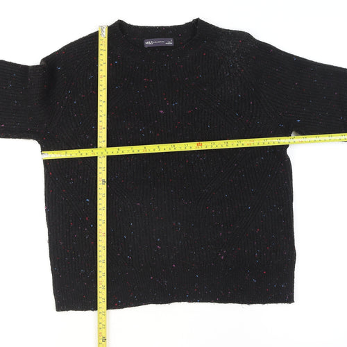 Marks and Spencer Womens Black Chunky Knit Wool Jumper Size S